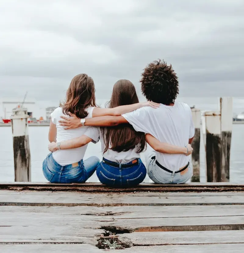 friends on dock